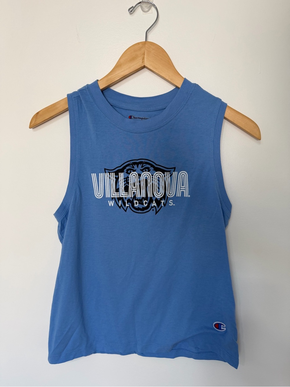 Champion Villanova Wildcats Blue Sleeveless Tank Top Graphic Logo XS Running
